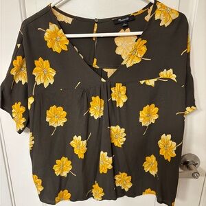 Madewell Black and Yellow Crop Blouse